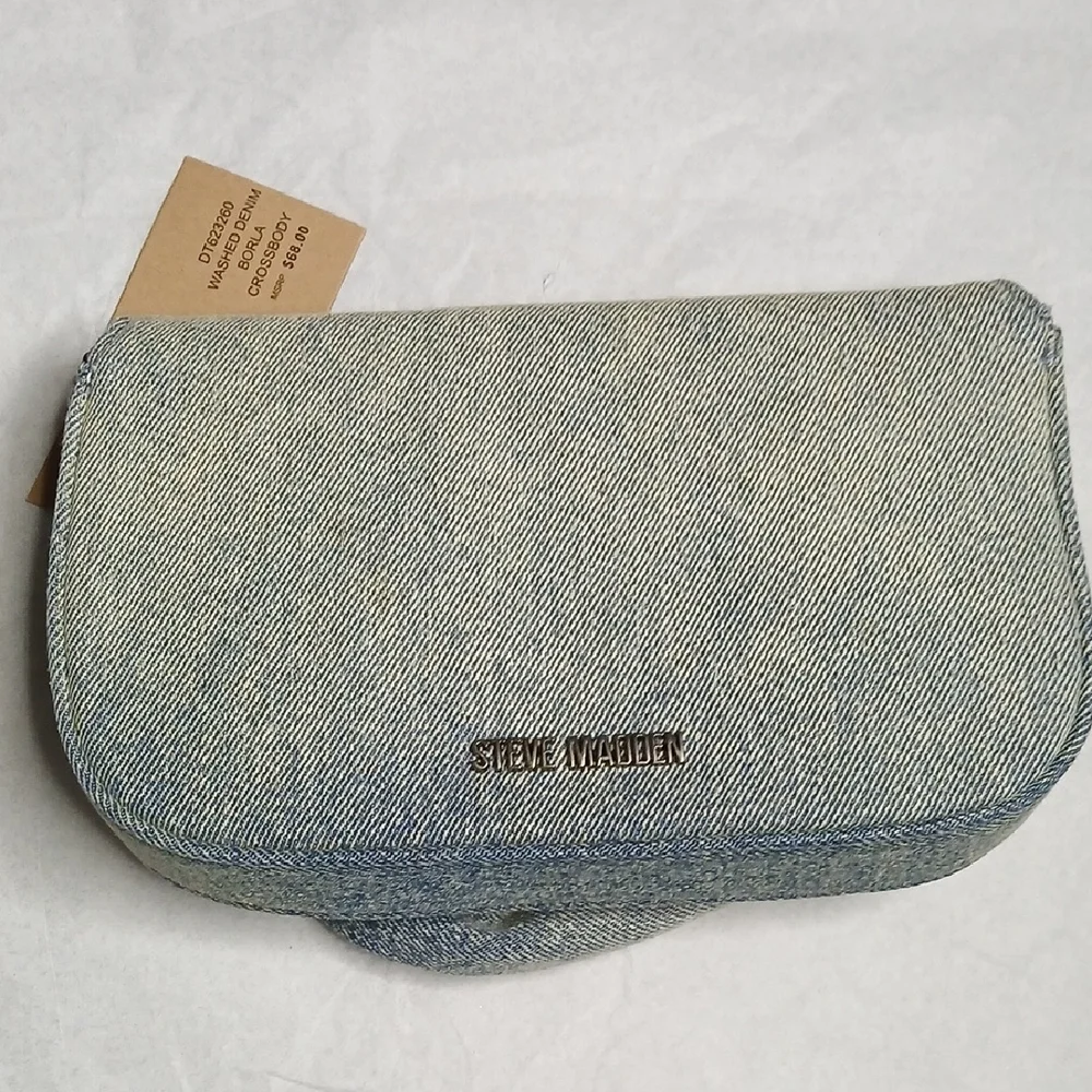 Steve Madden Washed Blue Denim Borla Crossbody - Picture 3 of 16